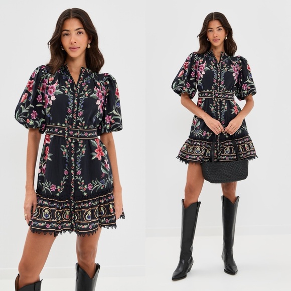 FARM Rio Dresses & Skirts - FARM RIO Belle Garden Black Mini Dress S